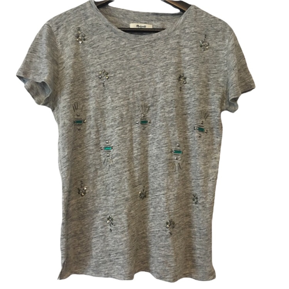 Madewell Jewel Studded embellished Gray Shirt